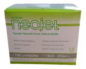 AGUJA 25 X 12 NEOJET CAJA X 100